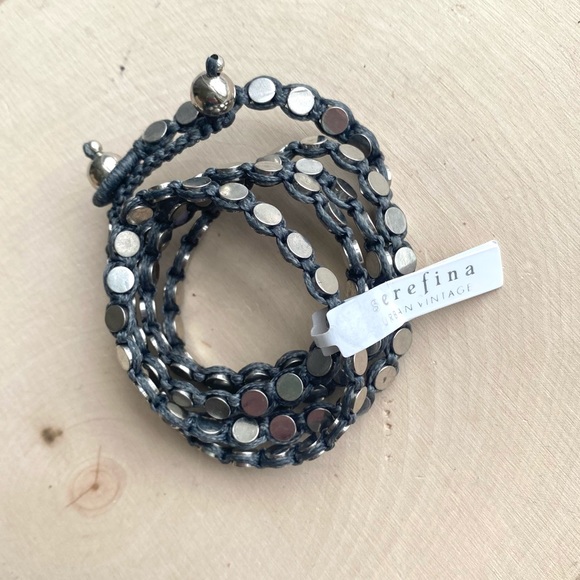 NWT Anthropologie Serefina Penny Wrap Bracelet Dark Gray and Silver Studs - Picture 14 of 15